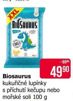Teta Biosaurus kukuřičné lupínky s příchutí kečupu nebo mořské soli nabídka