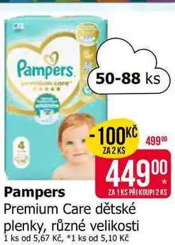 Teta Pampers Premium Care dětské plenky, různé velikosti 50-88ks nabídka