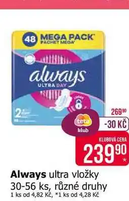 Teta Always ultra vložky 30-56 ks, různé druhy nabídka