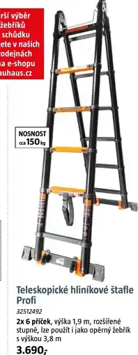 Bauhaus Teleskopické hliníkové štafle Profi nabídka