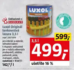 Bauhaus Luxol Originál tenkovrstvá lazura nabídka