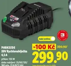 Lidl Parkside rychlonabíječka nabídka