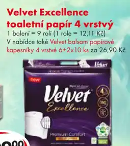 CBA Velvet Excellence toaletní papír 4 vrstvý nabídka
