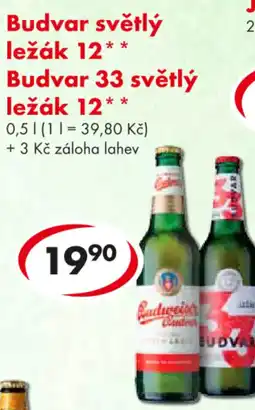 CBA Budvar světlý ležák 12 Budvar 33 světlý ležák 12 nabídka