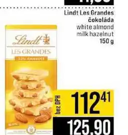 Jip Lindt Les Grandes čokoláda white almond milk hazelnut nabídka
