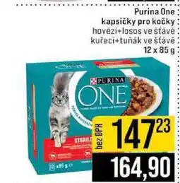 Jip Purina One kapsičky pro kočky hovězí+losos ve stavě kuřecí+tuňák ve šťávě 12 x 85g nabídka