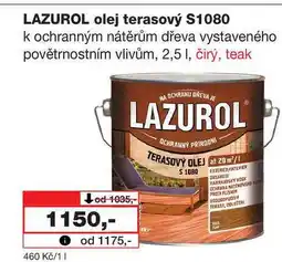 Barvy a laky drogerie LAZUROL olej terasový $1080 k ochranným nátěrům dřeva vystaveného povětrnostním vlivům nabídka