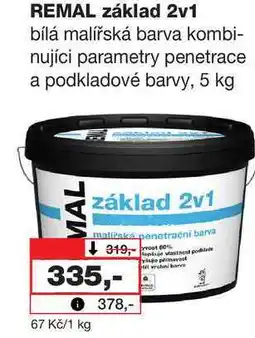 Barvy a laky drogerie REMAL základ 2v1 bílá malířská barva kombinující parametry penetrace a podkladové barvy nabídka