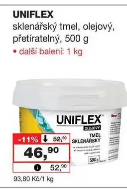 Barvy a laky drogerie UNIFLEX sklenářský tmel, olejový, přetíratelný nabídka