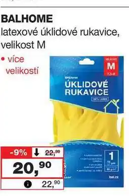 Barvy a laky drogerie BALHOME latexové úklidové rukavice, velikost M nabídka