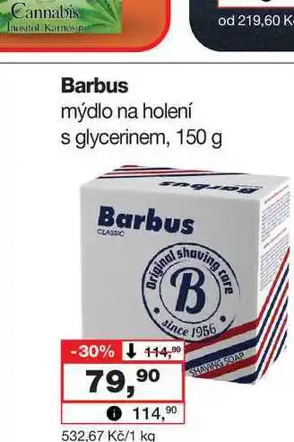 Barvy a laky drogerie Barbus mýdlo na holení s glycerinem nabídka