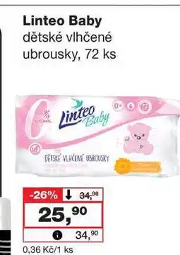Barvy a laky drogerie Linteo Baby dětské vlhčené ubrousky, 72 ks nabídka