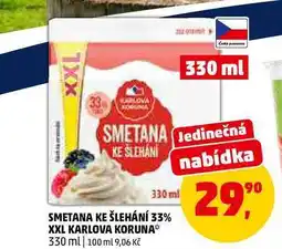 Penny Market SMETANA KE ŠLEHÁNÍ 33% XXL KARLOVA KORUNA nabídka
