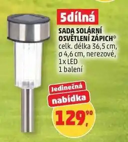 Penny Market 5dílná sada solární osvětlení zápich nabídka