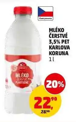 Penny Market MLÉKO ČERSTVÉ 3,5% PET KARLOVA KORUNA 1 l nabídka