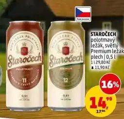 Penny Market STAROČECH polotmavý ležák, světlý Premium ležák plech nabídka