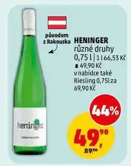 Penny Market HENINGER různé druhy 0,75 l nabídka