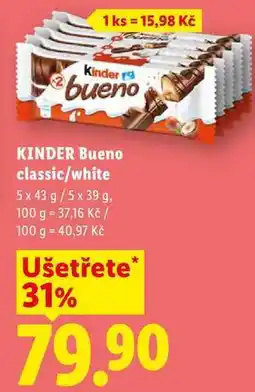 Lidl KINDER Bueno classic/white, 5x 43 g/5x 39 g nabídka