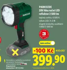 Lidl PARKSIDE 20V Aku ruční LED reflektor 2 500 Im nabídka