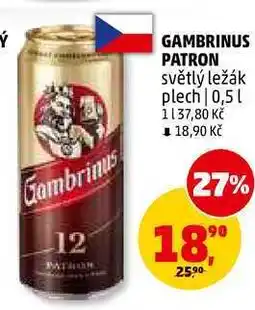 Penny Market GAMBRINUS PATRON světlý ležák plech nabídka