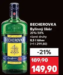 Kaufland BECHEROVKA Bylinný likér 20%/38% nabídka