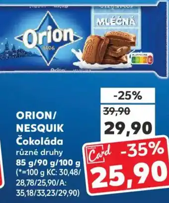 Kaufland ORION/ NESQUIK Čokoláda nabídka
