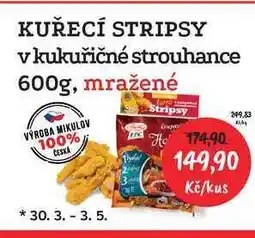 RABBIT řeznictví KUŘECÍ STRIPSY v kukuřičné strouhance 600g, mražené nabídka