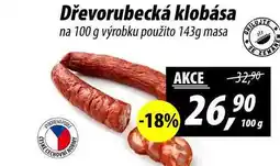 ZEMAN Dřevorubecká klobása na 100 g výrobku použito 143g masa nabídka