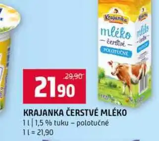 Terno KRAJANKA ČERSTVÉ MLÉKO 1l 1,5% tuku polotučné nabídka