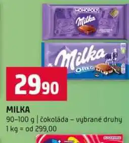 Terno MILKA 90-100 g čokoláda vybrané druhy nabídka