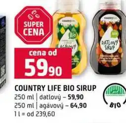 Terno COUNTRY LIFE BIO SIRUP 250 ml datlový 250 ml agávový nabídka
