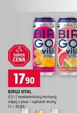 Terno BIRGO VITAL 0,5l nealkoholický míchaný nápoj z piva vybrané druhy nabídka