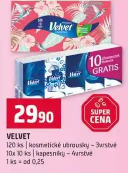 Terno Velvet 120 ks kosmetické ubrousky 3vrstvé 10x 10 ks kapesníky 4vrstvé nabídka