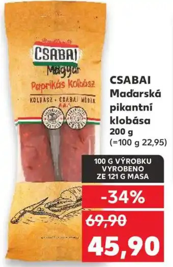 Kaufland CSABAI Maďarská pikantní klobása nabídka