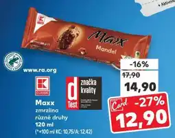 Kaufland Maxx zmrzlina různé druhy 120 ml nabídka