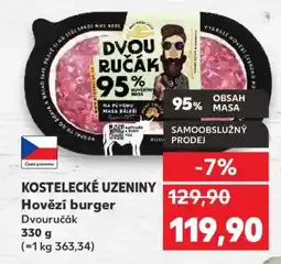 Kaufland KOSTELECKÉ UZENINY Hovězí burger Dvouručák nabídka