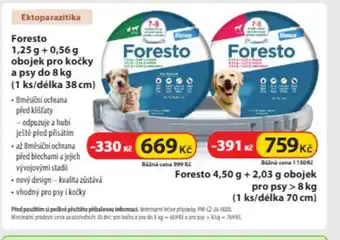 Foresto 1,25 g +0,56 g obojek pro kočky a psy do 8 kg (1 ks/délka 38 cm)