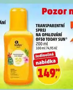 Penny Market TRANSPARENTNÍ SPREJ NA OPALOVÁNÍ OF50 TODAY SUN nabídka