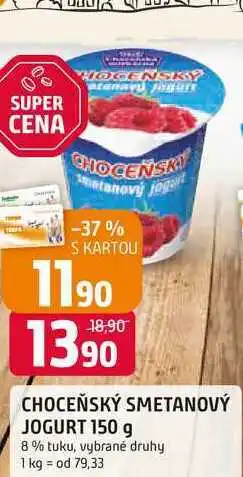 Trefa CHOCEŇSKÝ SMETANOVÝ JOGURT 150 g 8% tuku, vybrané druhy 1 kg = od 79,33 nabídka