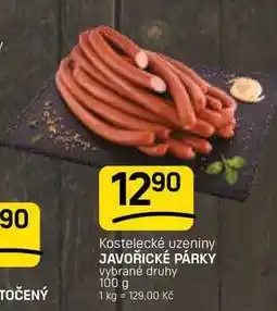 Flop JAVOŘICKÉ PÁRKY vybrané druhy nabídka
