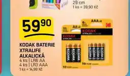 Flop KODAK BATERIE XTRALIFE ALKALICKÁ 4 ks | LR6 AA 4 ks | LR3 AAA 1 ks nabídka