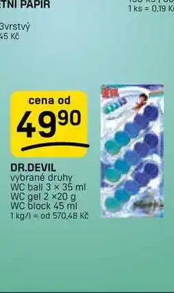 Flop DR.DEVIL vybrané druhy WC ball nabídka