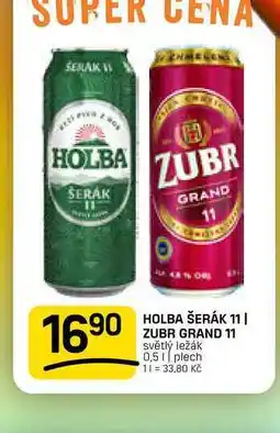 Flop HOLBA ŠERÁK 11 | ZUBR GRAND 11 světlý ležák 0,5l, plech nabídka