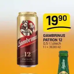 Flop GAMBRINUS PATRON 12 0,5l, plech nabídka
