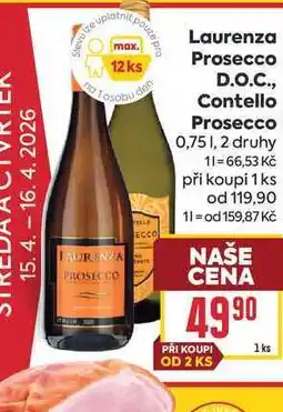 Billa Laurenza Prosecco D.O.C.,Contello Prosecco nabídka