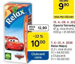 Tesco Relax Nápoj nabídka