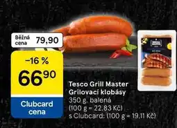 Tesco Tesco Grill Master Grilovací klobásy, 350 g, balená nabídka