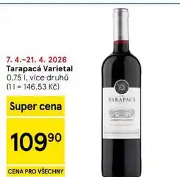 Tesco Tarapacá Varietal, 0.75 l, více druhů nabídka