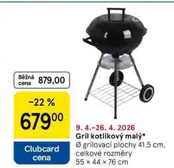 Tesco Gril kotlíkový malý, Ø grilovací plochy 41,5 cm, celkové rozměry 55 x 44 x 76 cm nabídka