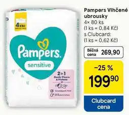 Tesco Pampers Vlhčené ubrousky, 4x 80 ks nabídka